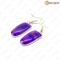 Purple Agate Oval Shape Gemstone with German Silver Earring Sets