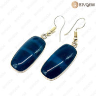 Green Agate Square Shape Gemstone with German Silver Earring Sets